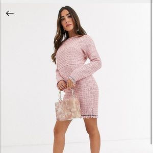 Misguided Tweed Pink Dress in US Size 8